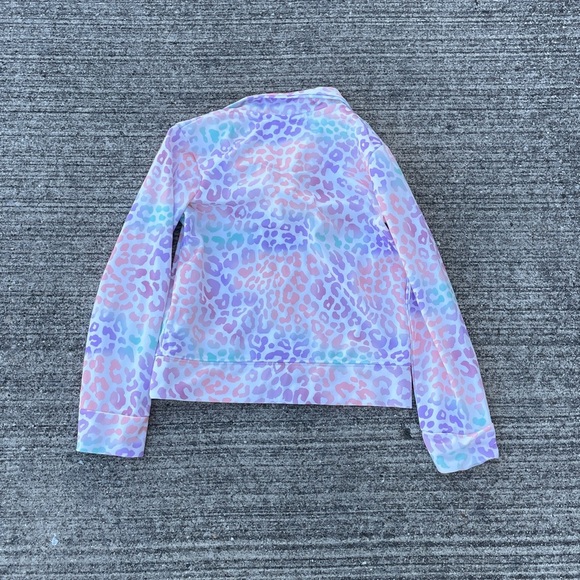 Nike Girls Pastel Leopard Animal Print Full zip up jacket hooded Size XS/4 Girly - Picture 4 of 4